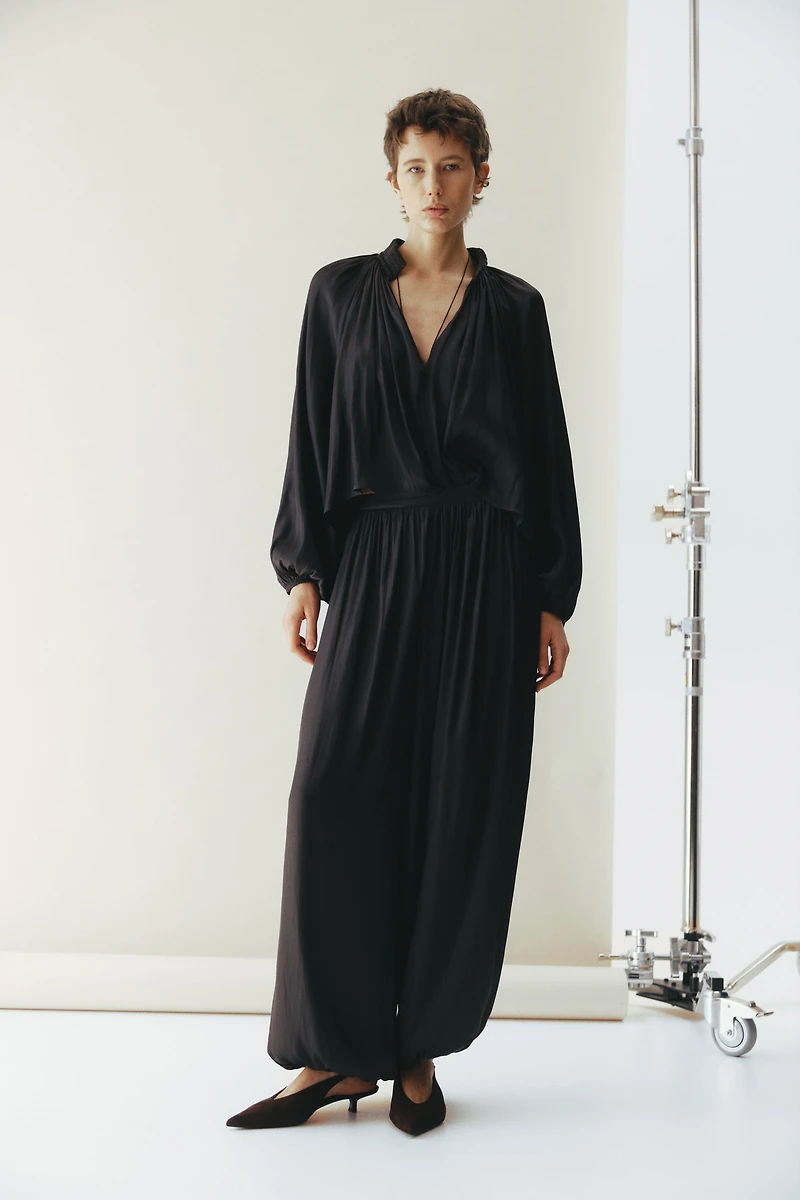 Oversized V-Neck Blouse