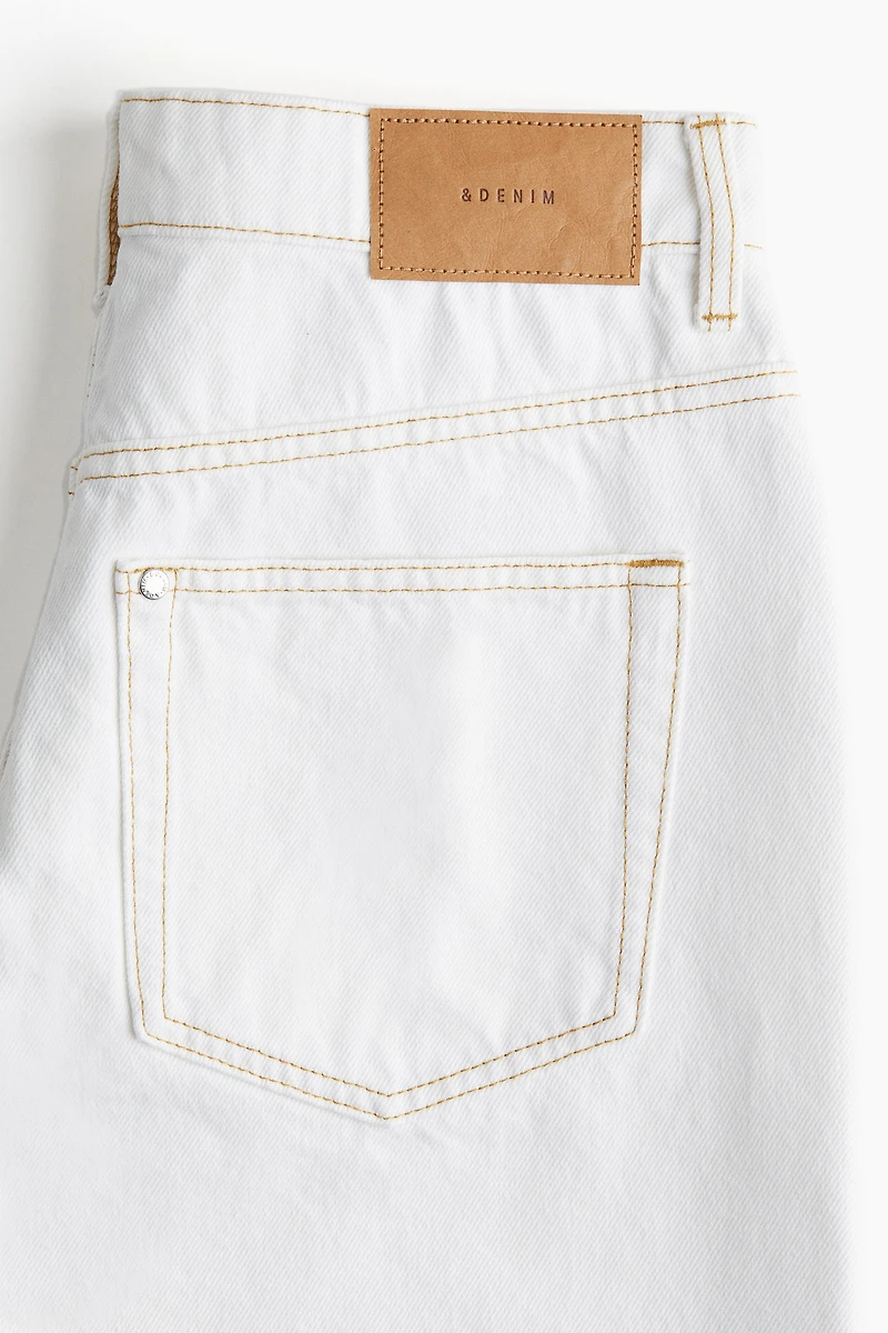 High-Waist Knee-Length Denim Shorts