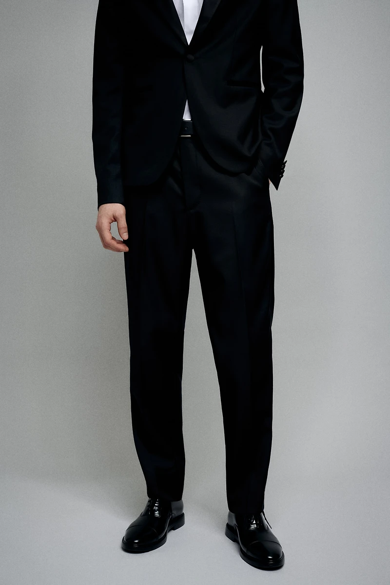 Slim-Fit Wool-Blend Tuxedo Pants