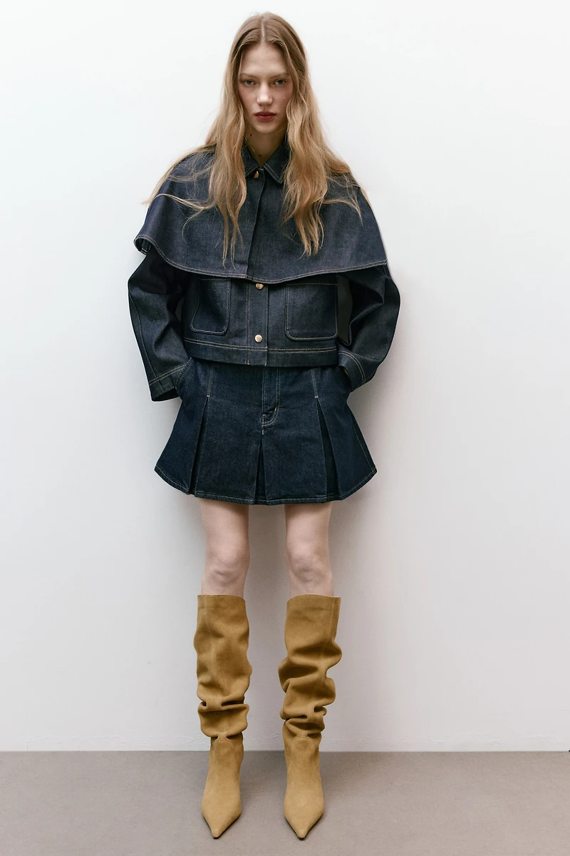 Bottes au genou en cuir velours fendu