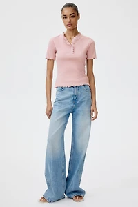 Overlocked Jersey Top
