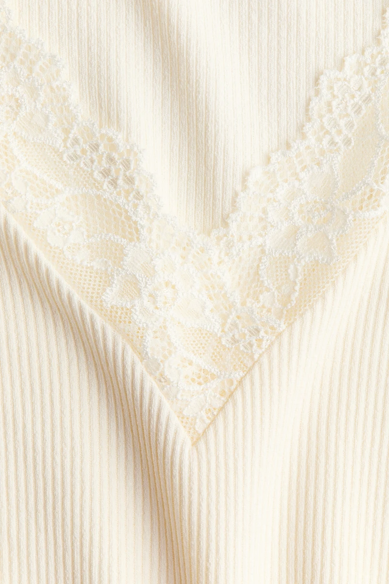 Lace-Trimmed V-Neck Top