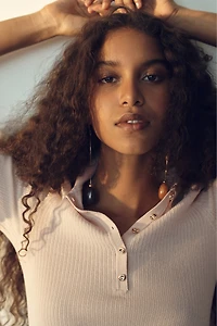 Rib-Knit Top with Collar