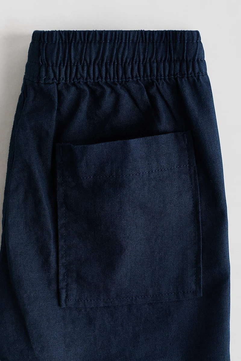 Short à cordon en lin mélangé