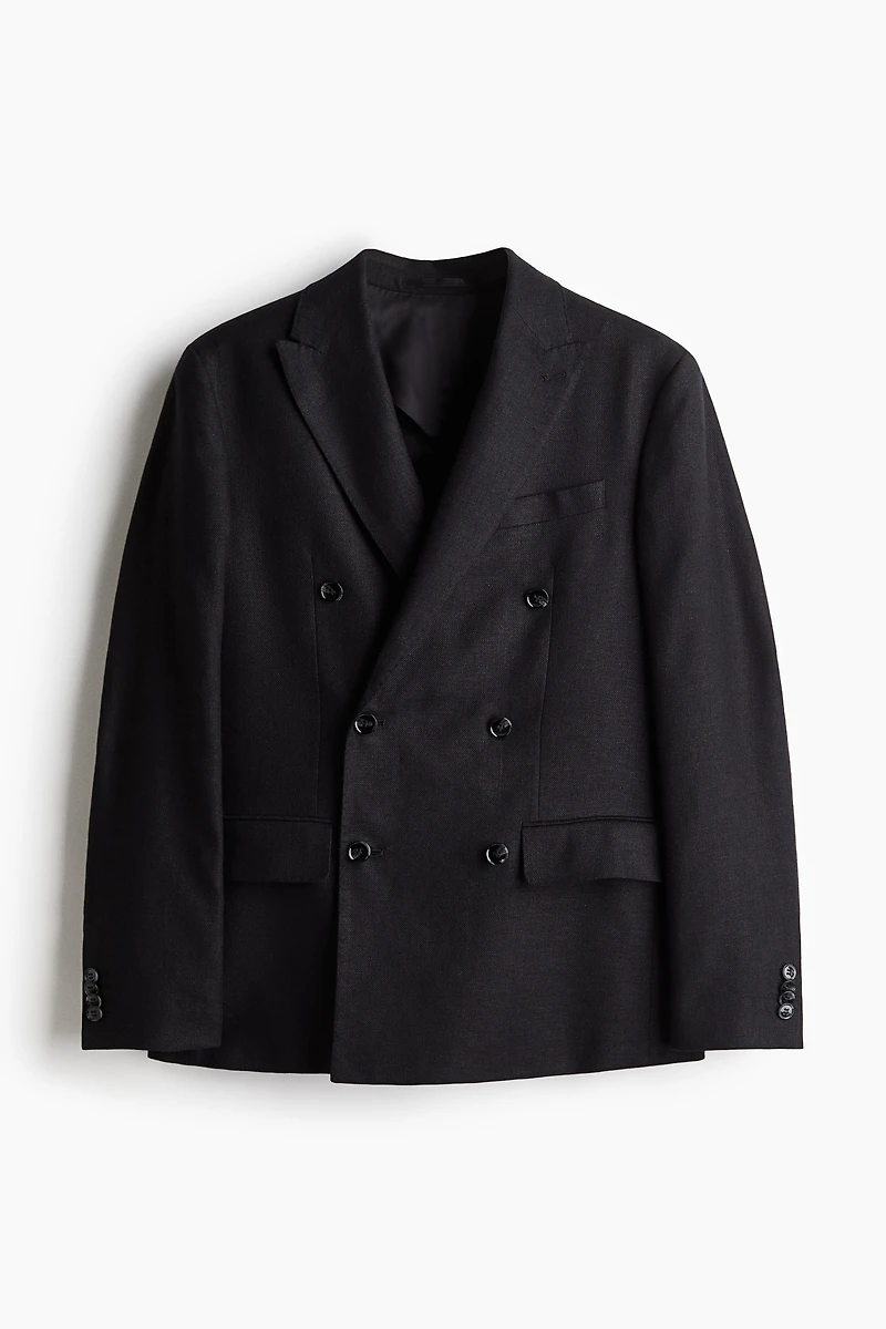 Veste croisée décontractée en lin mélangé