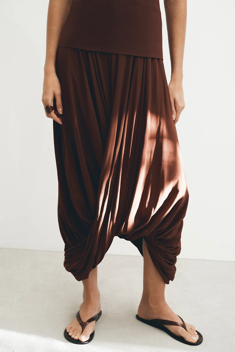 Dual-Fabric Bubble-Hem Dress