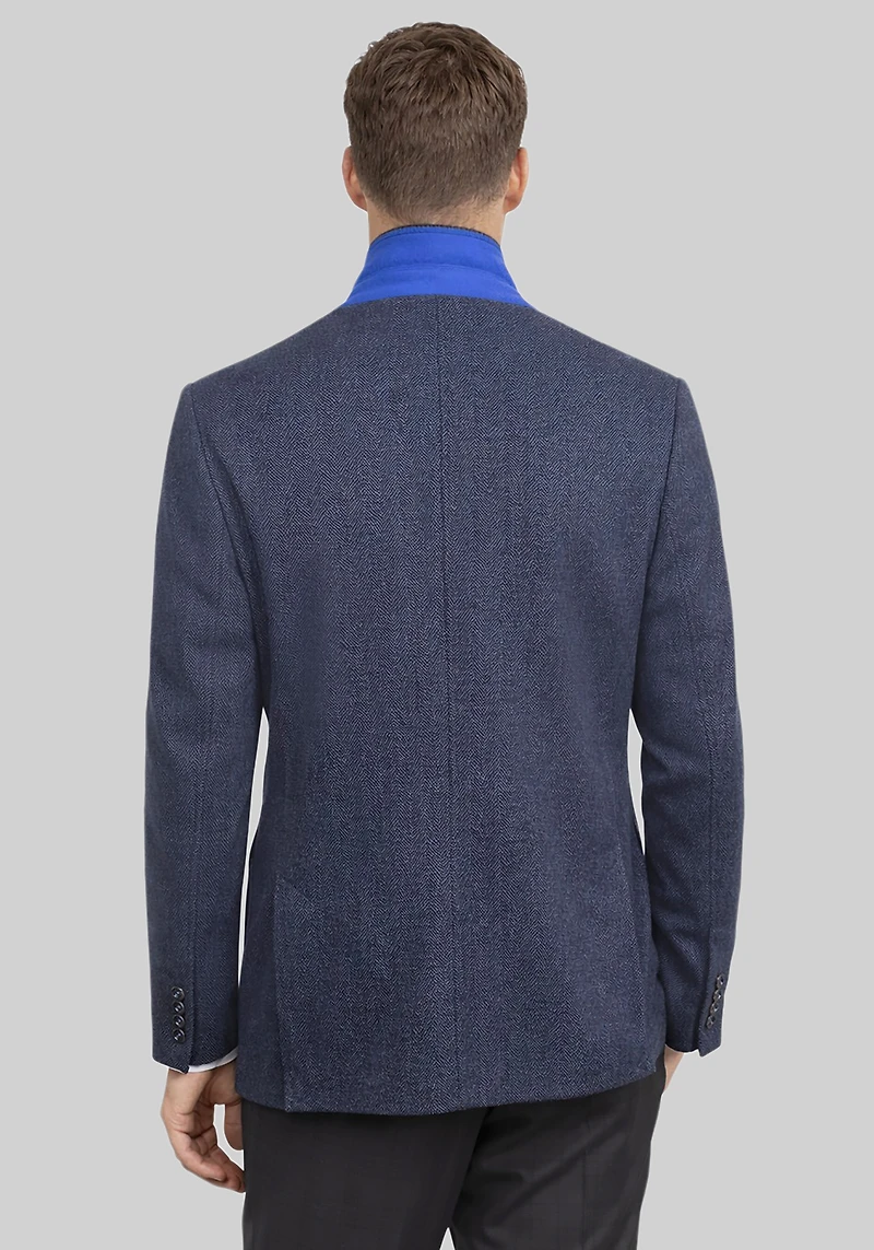 Gruner1949 Tailored Fit Herringbone 4-Way Stretch Knit Sportcoat