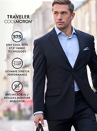 Traveler® Motion Traditional Fit Plaid Sportcoat - Big & Tall CLEARANCE