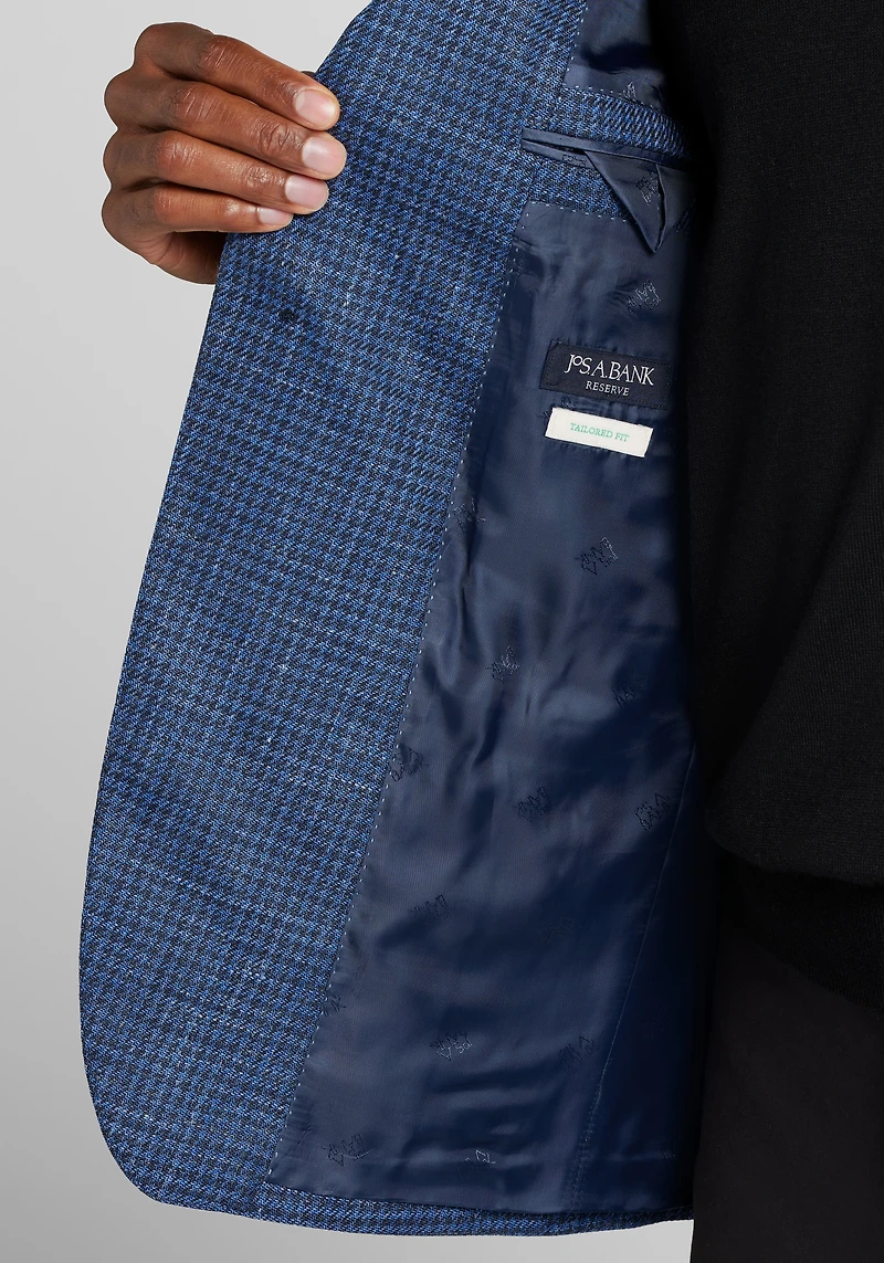 Reserve Collection Tailored Fit Wool-Silk Blend Check Sportcoat