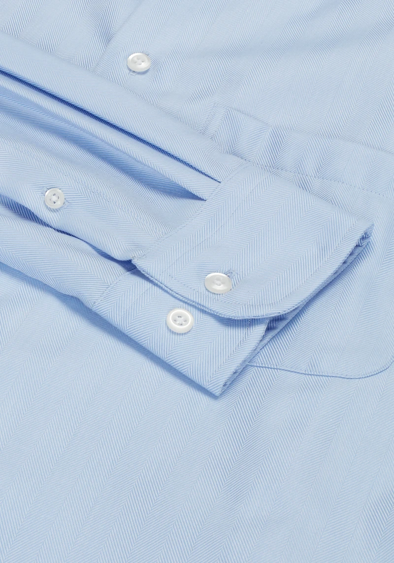 Reserve Collection Tailored Fit Spread Collar Herringbone Dress Shirt