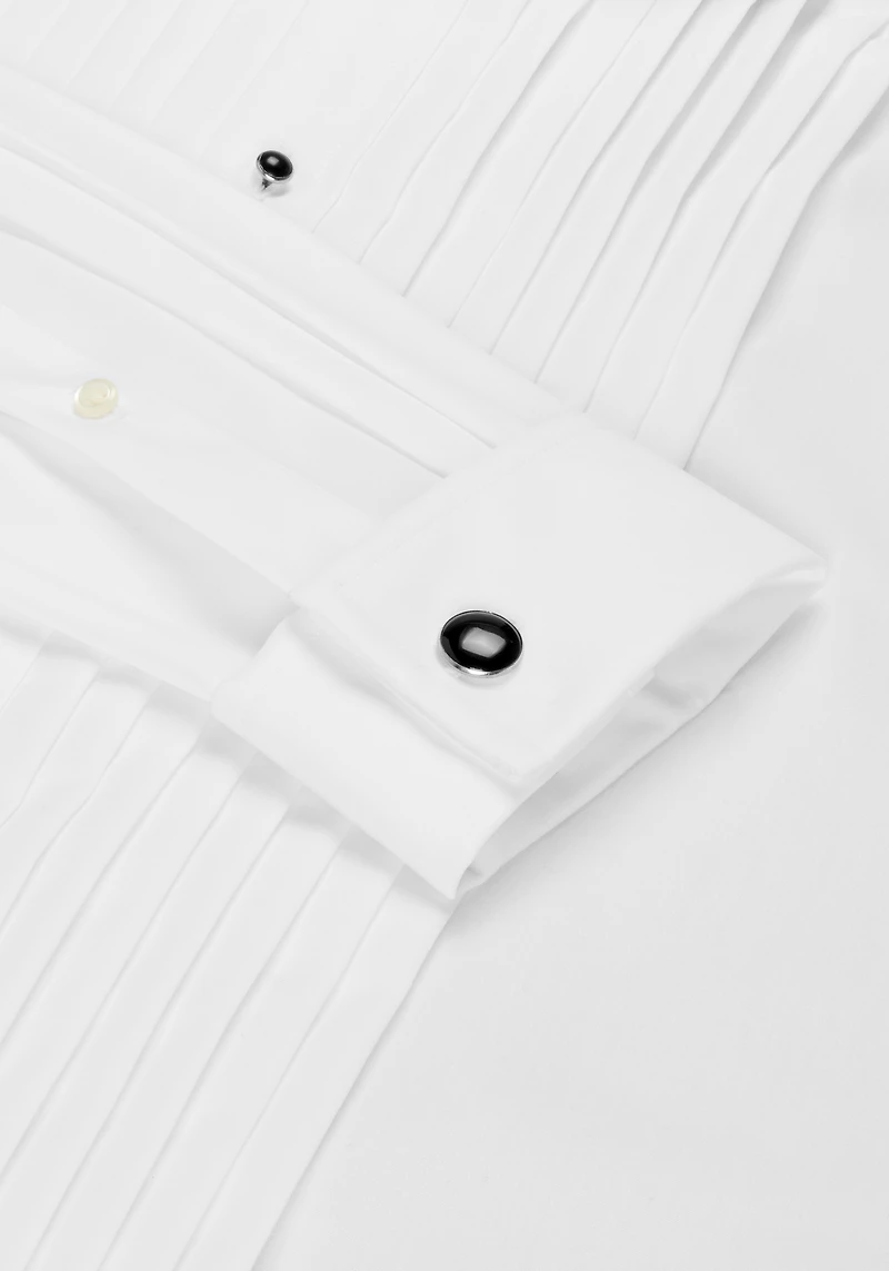 Jos. A. Bank Comfort Stretch Traditional Fit Point Collar French Cuff Eight-Pleat Formal Dress Shirt