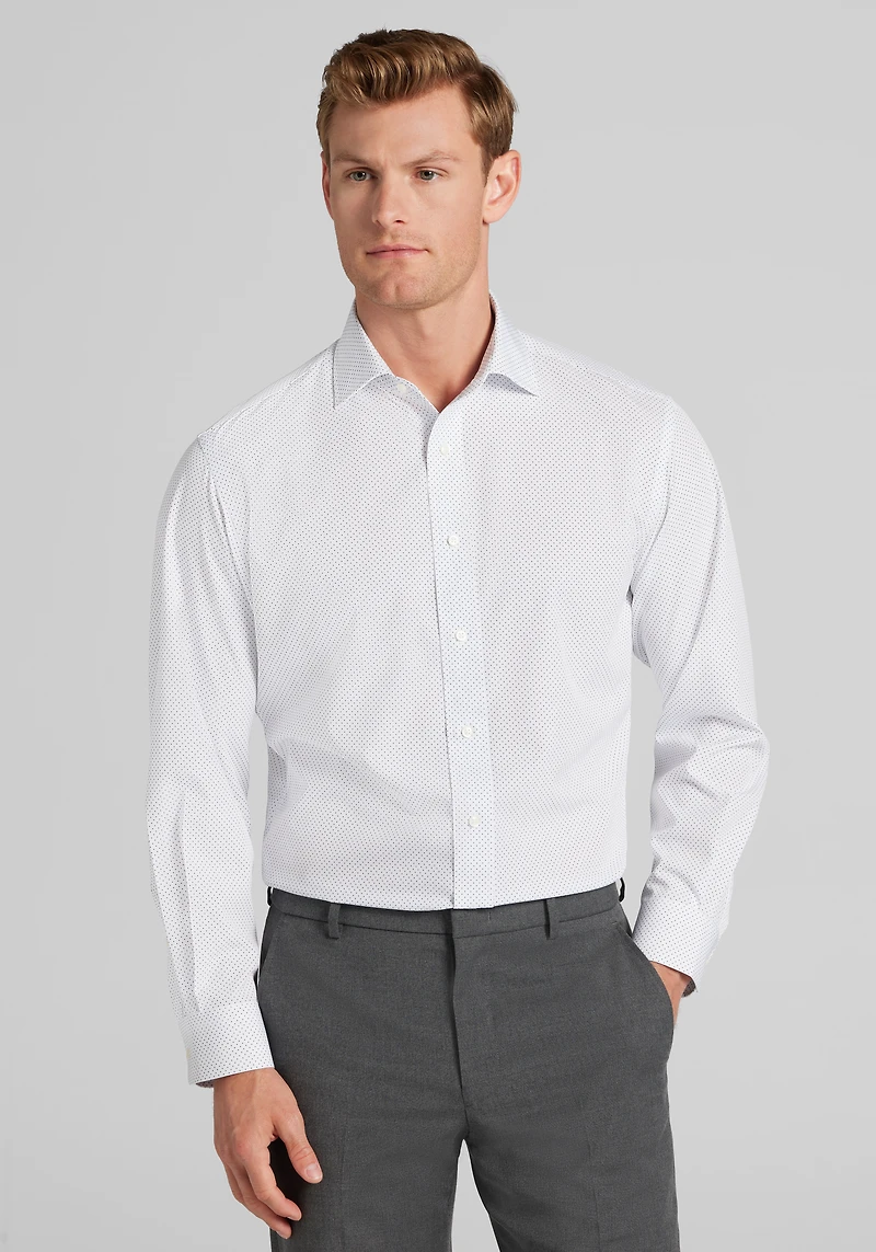 1905 Collection Tailored Fit Spread Collar Dot 4-Way Stretch Dress Shirt