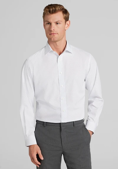 1905 Collection Tailored Fit Spread Collar Dot 4-Way Stretch Dress Shirt