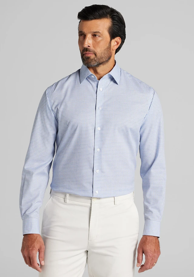 Reserve Collection Traditional Fit Spread Collar Gingham Dress Shirt - Big & Tall CLEARANCE