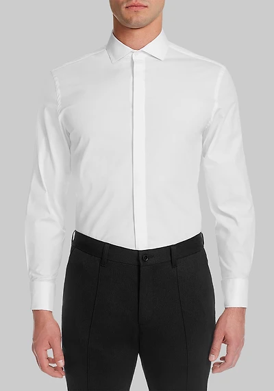 Michelsons of London Tailored Fit Covered Placket Formal Dress Shirt