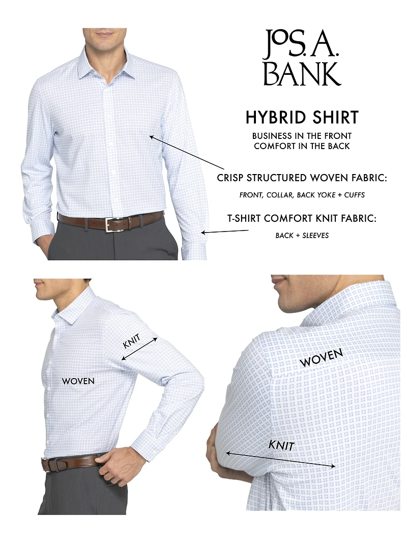 Jos. A. Bank Tailored Fit Solid Hybrid Button Up Shirt - Big & Tall CLEARANCE