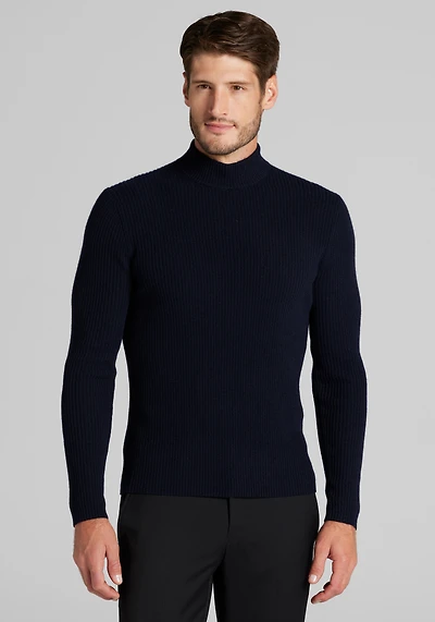 Reserve Collection Tailored Fit 2x2 Rib Mock Neck Cashmere Sweater CLEARANCE