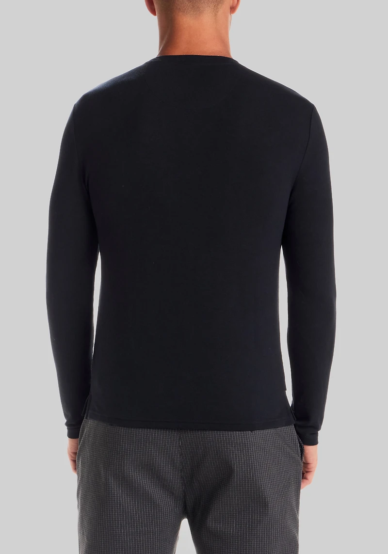 Vintage & Black Traditional Fit Long Sleeve Solid Crew Neck Shirt