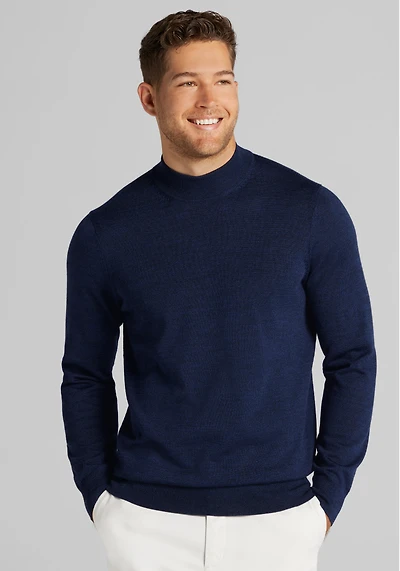 Traveler® Performance Tailored Fit Merino Blend Mock Neck Sweater - Big & Tall CLEARANCE