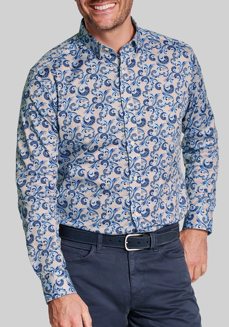 Johnston & Murphy Tailored Fit Stylized Paisley Sportshirt
