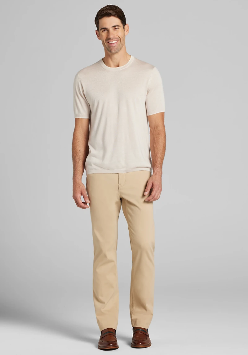 Reserve Collection Silk-Cashmere Tipped Short Sleeve Crew Neck Sweater