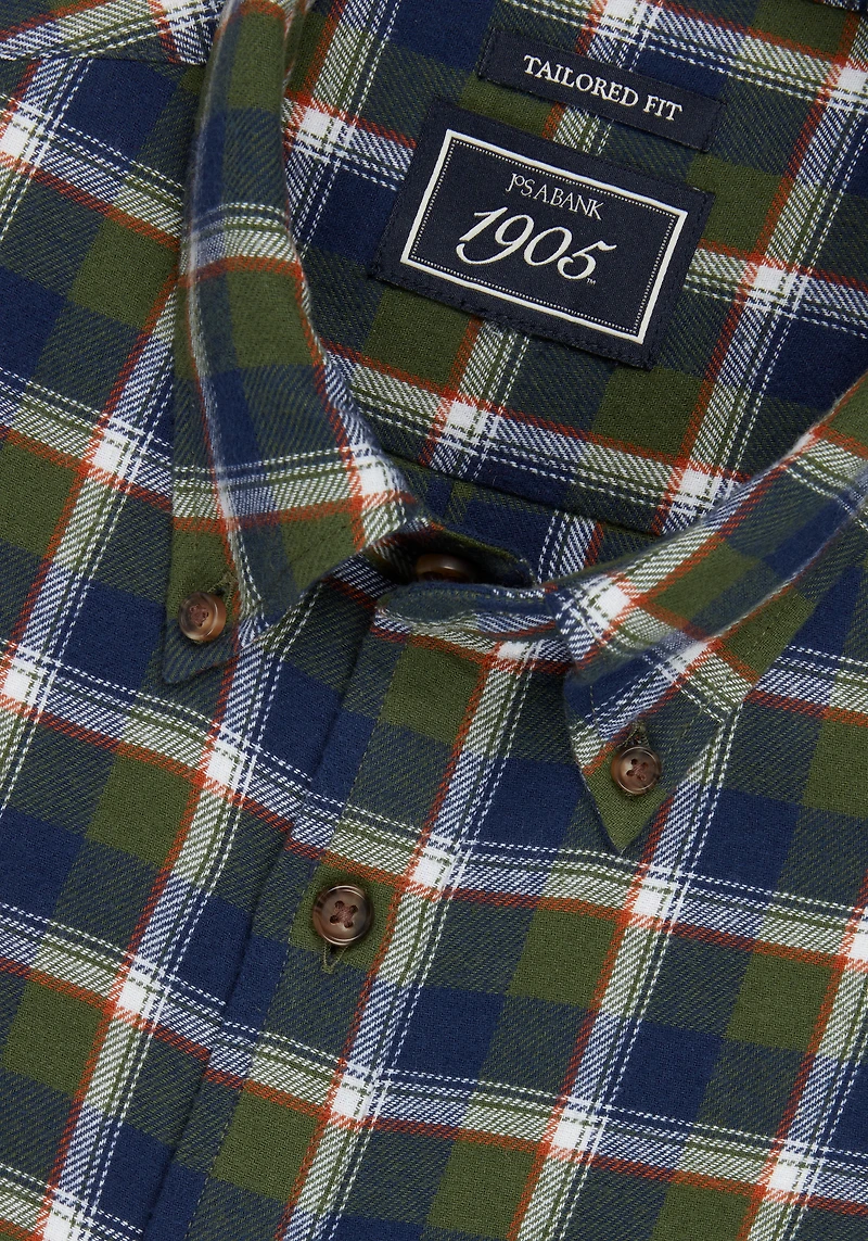 1905 Collection Tailored Fit Large Check Flannel Sportshirt CLEARANCE