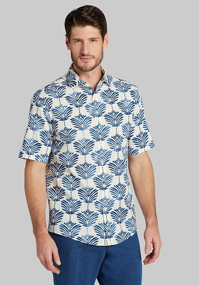 Jos. A. Bank Tailored Fit Thai Palm Linen-Cotton Blend Sportshirt
