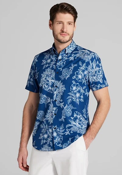 Con.Struct Slim Fit Kauai Floral 4-Way Stretch Short-Sleeve Sportshirt