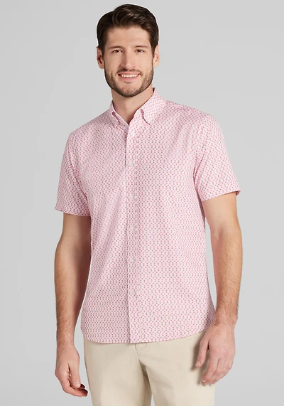 Con.Struct Slim Fit Mini Zigzag 4-Way Stretch Short Sleeve Sportshirt