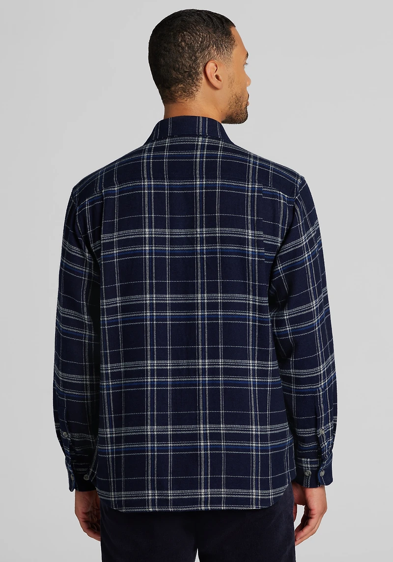 Jos. A. Bank Relaxed Fit Herringbone Check Long Sleeve Button Up Shirt