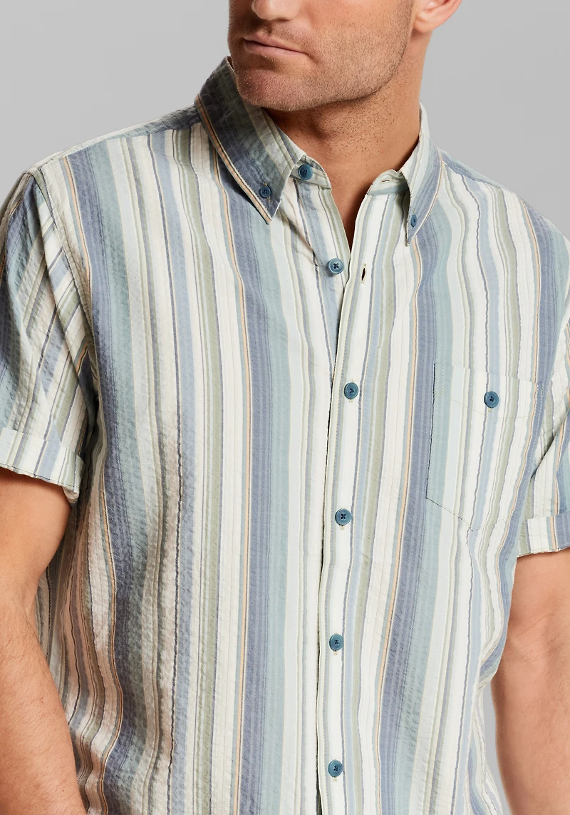 Weatherproof Vintage Traditional Fit Seersucker Stripe Shirt