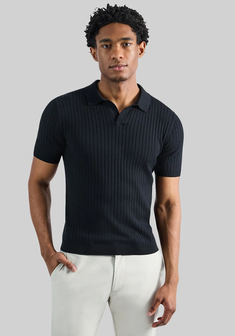 Haggar Slim Fit Johnny Collar Short Sleeve Sweater