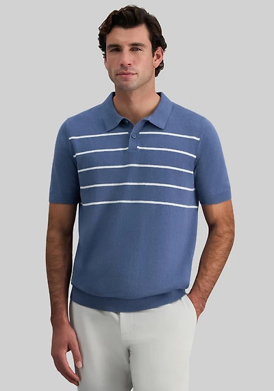 Haggar Regular Fit Retro Stripe Knit Short Sleeve Polo Sweater