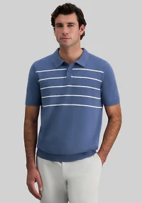 Haggar Regular Fit Retro Stripe Knit Short Sleeve Polo Sweater