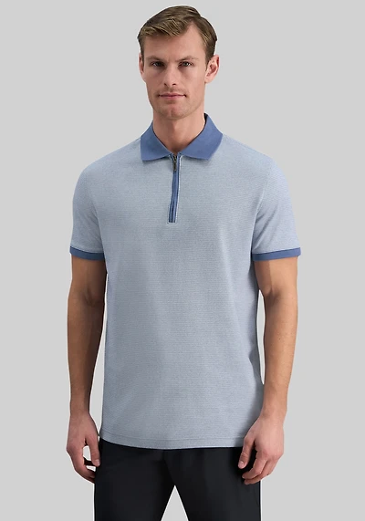 Haggar Regular Fit Rib Knit 1/4 Zip Front Short Sleeve Polo