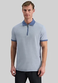 Haggar Regular Fit Rib Knit 1/4 Zip Front Short Sleeve Polo