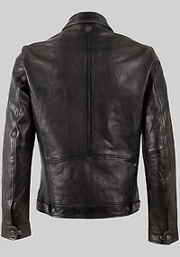 Mauritius Traditional Fit Leather Zip Bomber Jacket