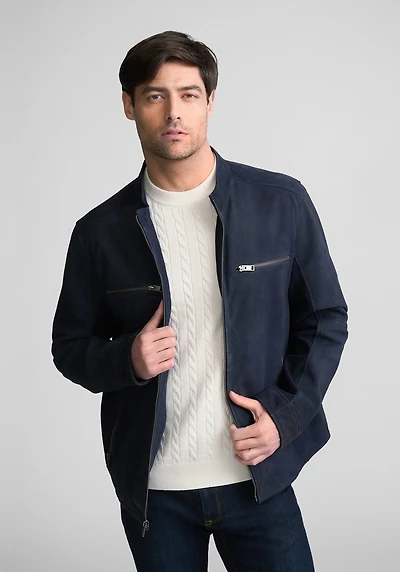 Mauritius Traditional Fit Textured Leather Jacket