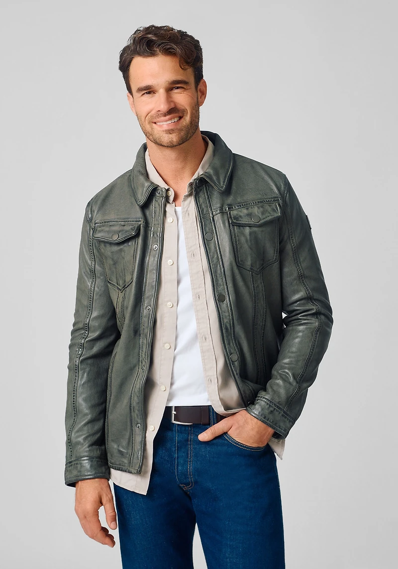 Mauritius Tailored Fit Nubuck Leather Shirt Jacket