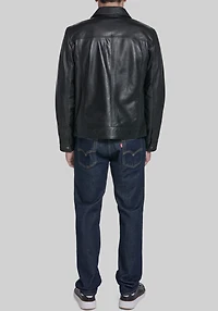 Cole Haan Traditional Fit Leather Trucker Jacket