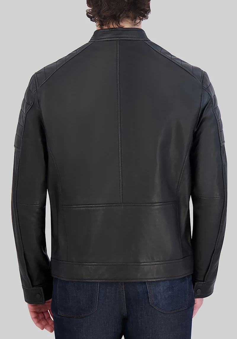 Cole Haan Traditional Fit Washed Lamb Leather Jacket
