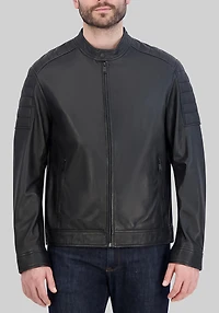 Cole Haan Traditional Fit Washed Lamb Leather Jacket