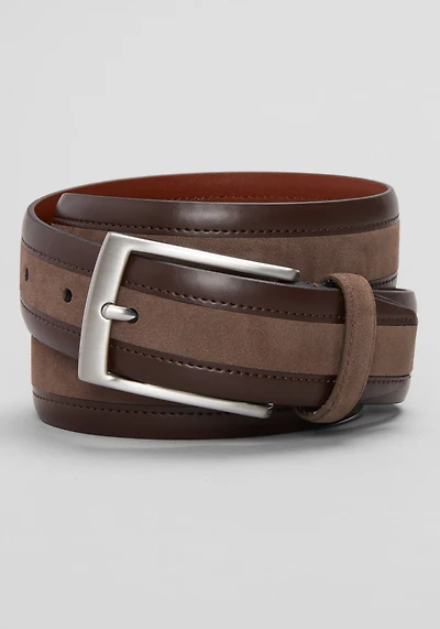 Jos. A. Bank Nubuck Insert Stitched Feather-Edge Belt
