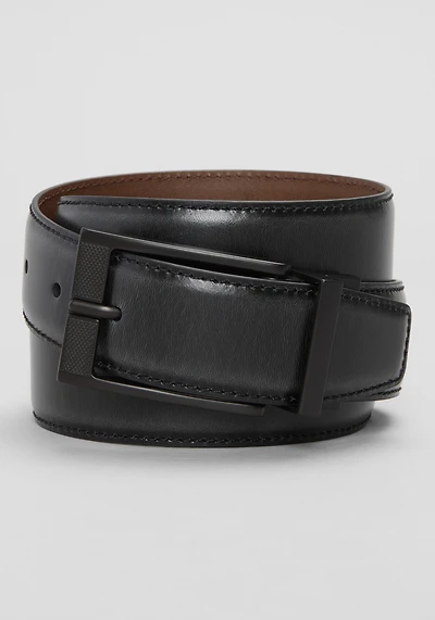 Joseph A. Bank Stitched Feather Edge Two-Tone Reversible Leather Belt
