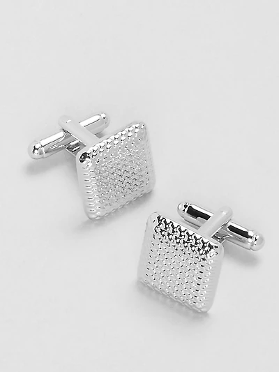 Jos. A. Bank Silver Plated Tweed Texture Square Cufflinks