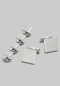 Jos. A. Bank Square Brushed Silver-Tone Cufflink & Stud Set