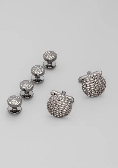 Jos. A. Bank Round Basketweave Cufflink & Stud Set