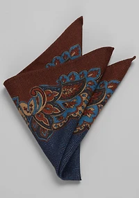 Jos. A. Bank Paisley & Herringbone Reversible Wool Pocket Square