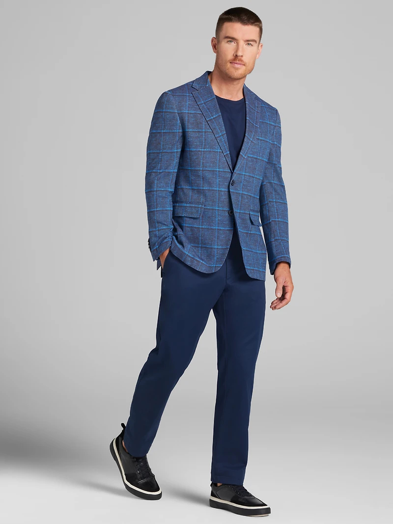 Modern Fit Windowpane Knit Sport Coat