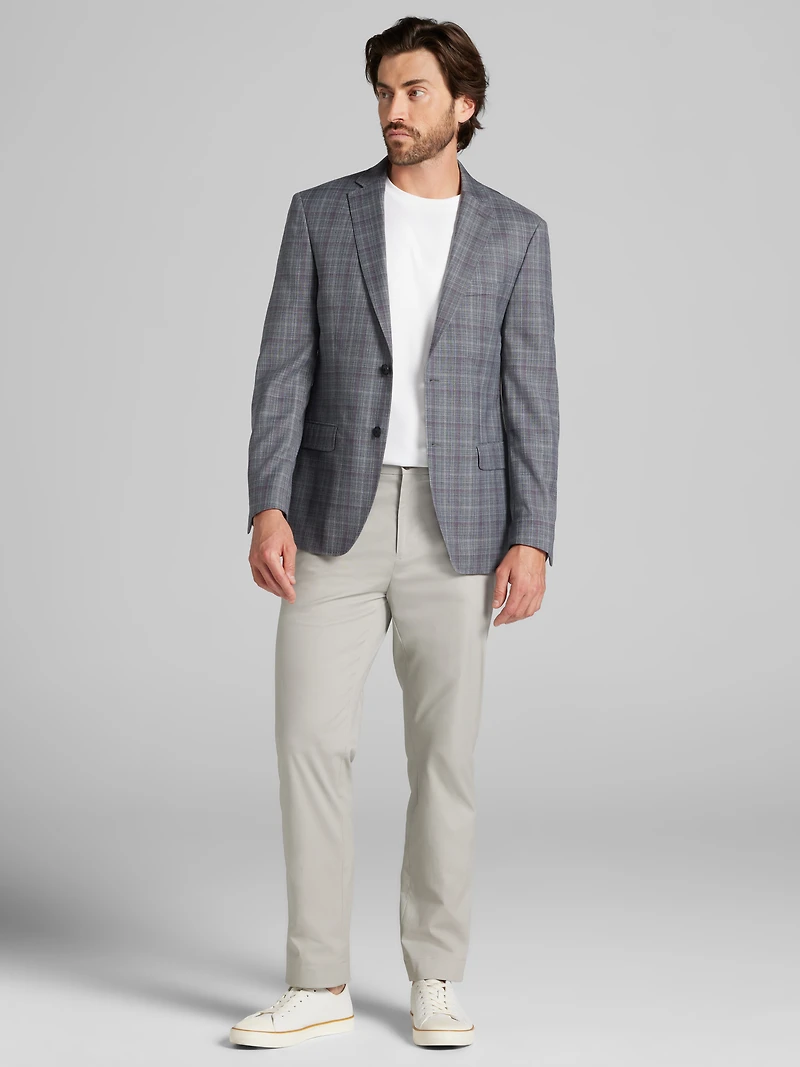 Slim Fit Wool Blend Plaid Sport Coat